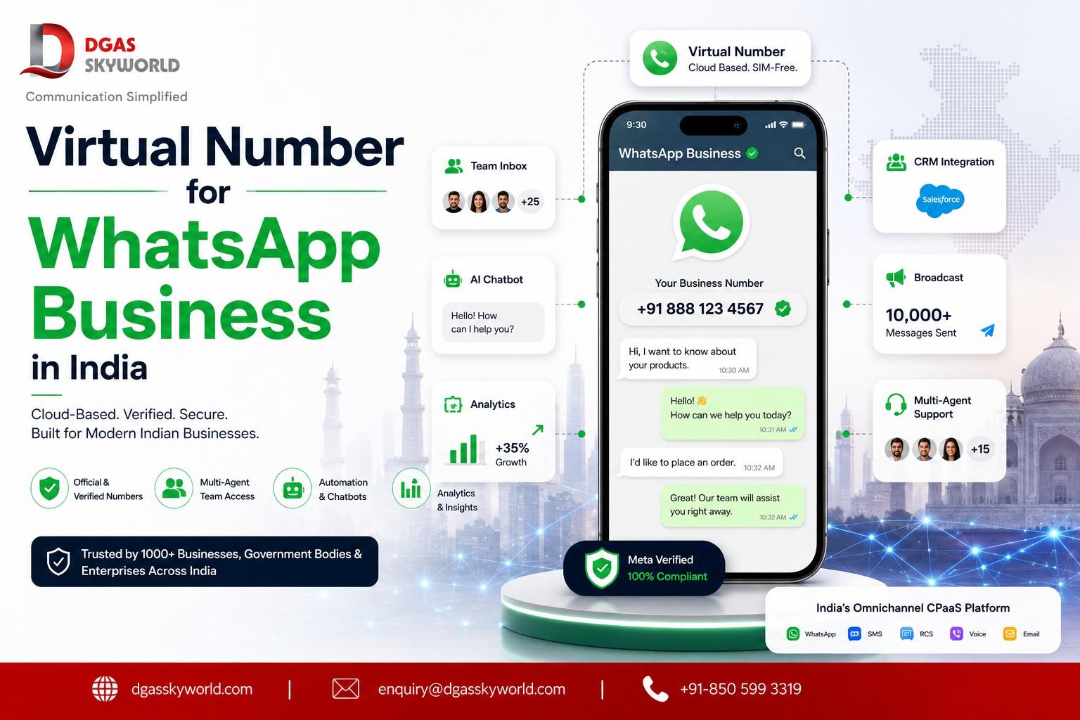 Virtual Number for WhatsApp Business India | DGAS Skyworld
