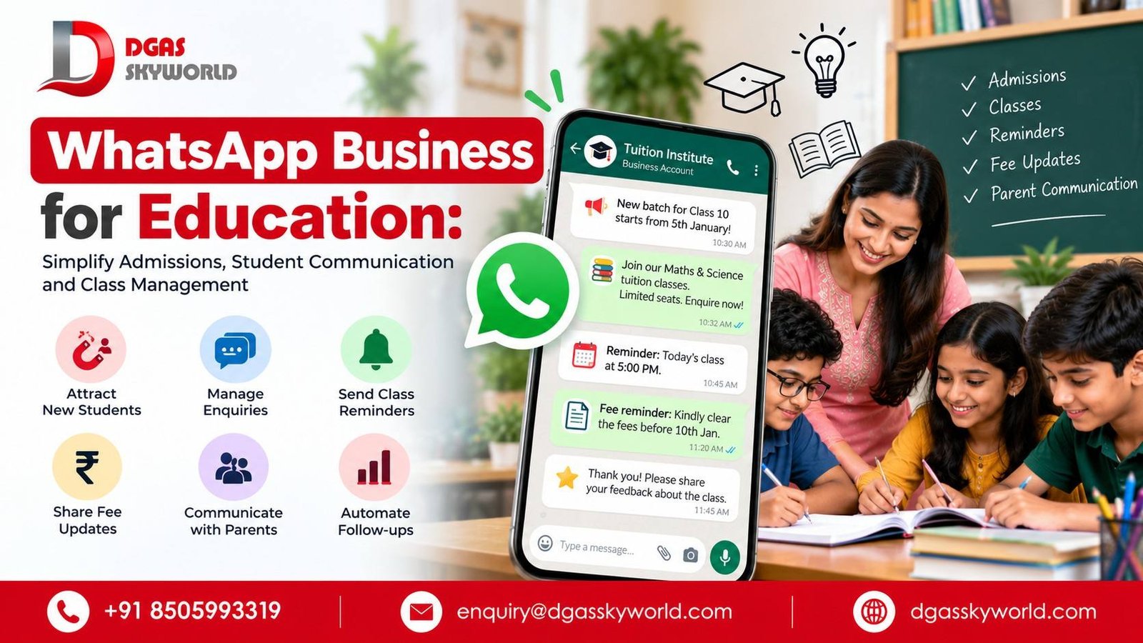 WhatsApp Business for Education: WhatsApp Messages for Tuition Classes